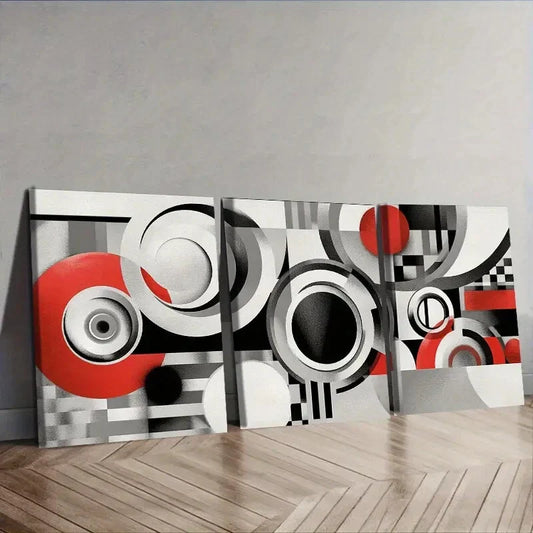 3pcs Classic Modern Spiral Gray Wall Art Set Canvas Framed 40x60cm - High Quality Print 100% Australian Made Wall Canvas Ready to Hang