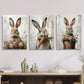 3pcs Cute Brown Bunny Eating Orange Carrot Metal Print Ready to Hang Art