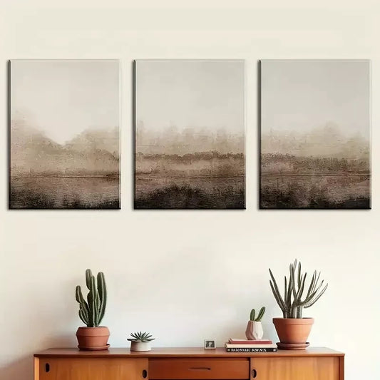 3pcs Retro Style Abstract Geometric Brownish  Wall Art Set Canvas Framed 40x60cm - High Quality Print 100% Australian Made Wall Canvas Ready to Hang