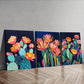 3pcs Vibrant Cactus Night Garden Wall Art Set Canvas Framed 40x60cm - High Quality Print 100% Australian Made Wall Canvas Ready to Hang
