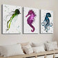 3pcs Colorful Starry Sky with Jellyfish Seahorse Wall Art Set Canvas Framed 40x60cm - High Quality Print 100% Australian Made Wall Canvas Ready to Hang
