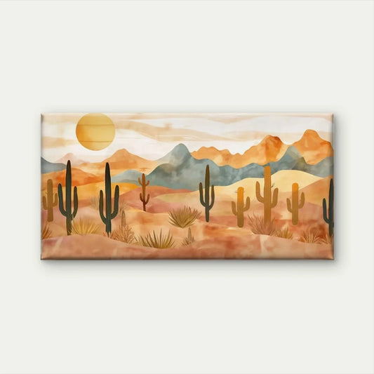 Desert Landscape Cactus Wall Art Canvas Office Home Room Framed 80x45cm