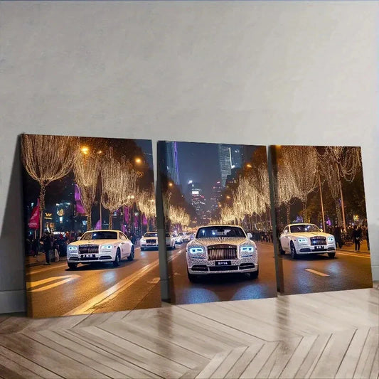 3pcs Sports Cars in the City  Wall Art Set Canvas Framed 40x60cm - High Quality Print 100% Australian Made Wall Canvas Ready to Hang