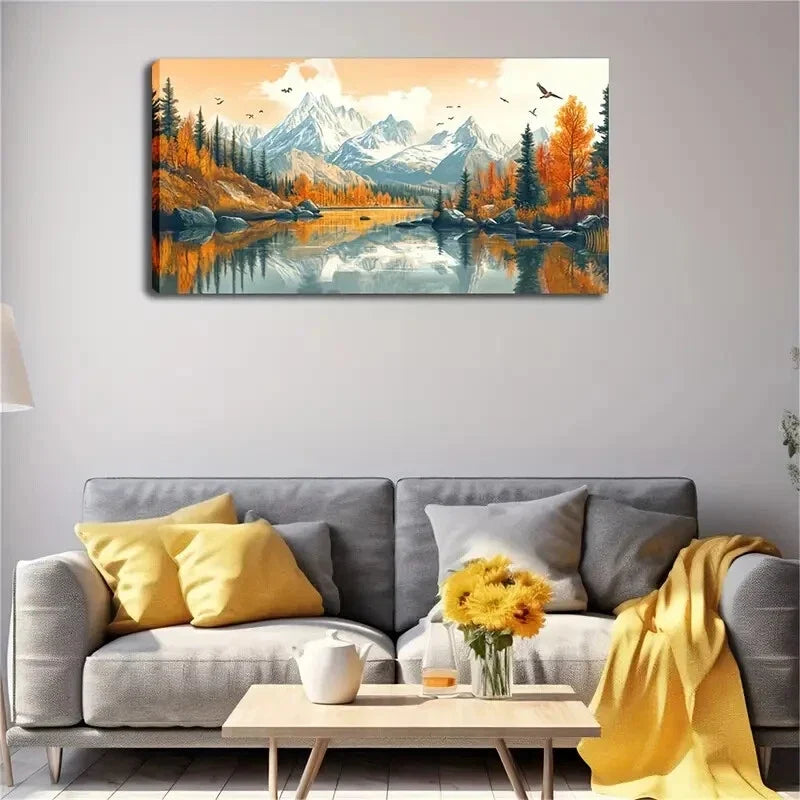 Rich Vegetation Serene Nordic Wall Art Canvas Office Home Room Framed 120x60cm