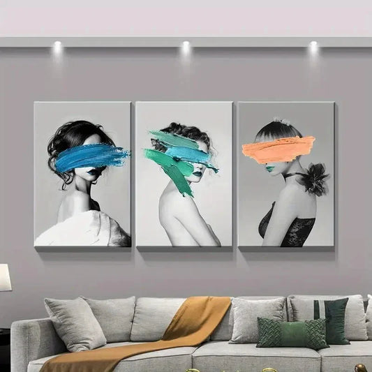 3pcs Art Creative Character Pictures Metal Print Ready to Hang Art