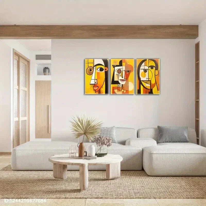 3pcs Modern Abstract Portrait Space Art Prints Metal Print Ready to Hang Art