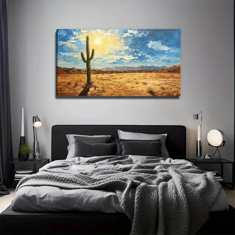 Aesthetic Decoration Cactus Wall Art Canvas Office Home Room Framed 80x45cm