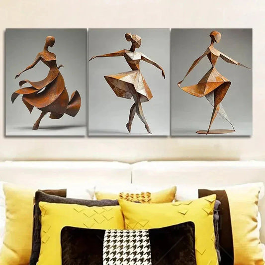 3pcs Rusty Metal Girl Modern & Elegant Wall Art Set Canvas Framed 40x60cm - High Quality Print 100% Australian Made Wall Canvas Ready to Hang