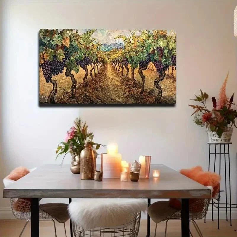Vineyard View Grape Plantation Wall Art Canvas Office Home Room Framed 120x60cm