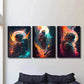 3pcs Fantasy Astronaut Classic Modern Metal Print Ready to Hang Art