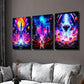 3pcs Neon Sci-Fi Universe Planet & Future Wall Art Set Canvas Framed 40x60cm - High Quality Print 100% Australian Made Wall Canvas Ready to Hang