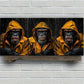 3pcs Three Gorillas Yellow Rain Court Metal Print Ready to Hang Art