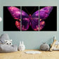 3pcs Butterfly Vibrant Pink and Purple Metal Print Ready to Hang Art