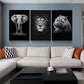 3pcs  Elephant Lion Tiger Animal Prints Metal Print Ready to Hang Art