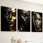 3pcs Abstract Golden Decoration of African Women Wall Art Set Canvas Framed 40x60cm - High Quality Print 100% Australian Made Wall Canvas Ready to Hang