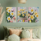 3pcs Vibrant Spring Floral with Colorful Eggs Metal Print Ready to Hang Art