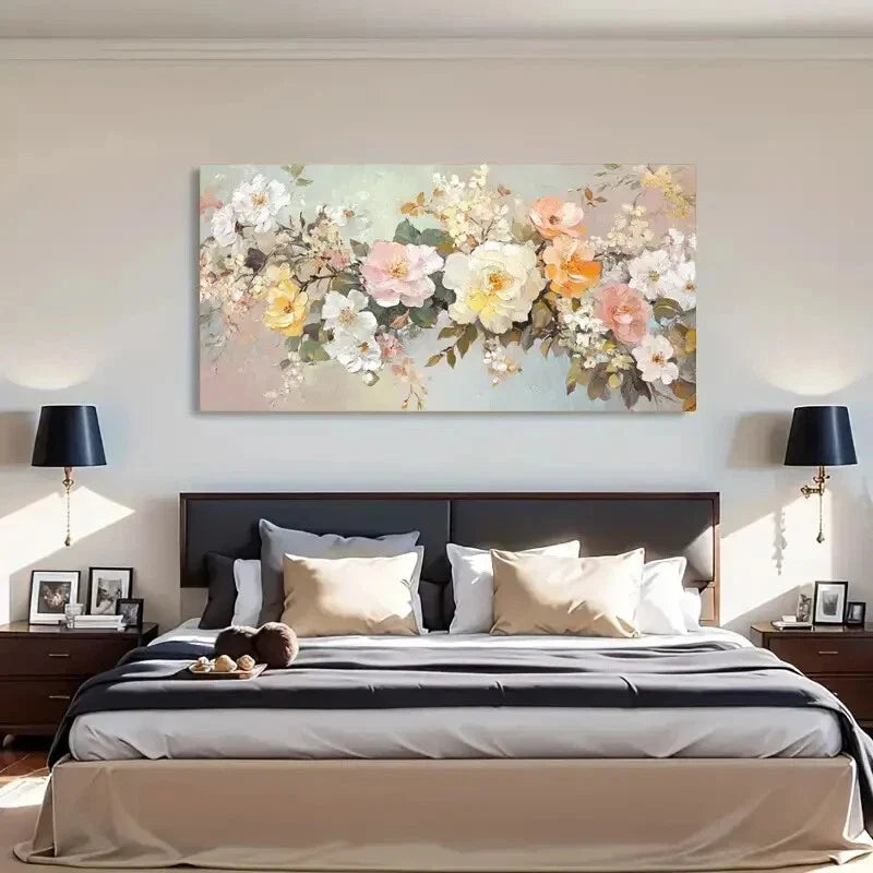 Textured Blossom Design Floral Wall Art Canvas Office Home Room Framed 120x60cm