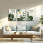 3pcs  Abstract Geometric & Botanical Metal Print Ready to Hang Art