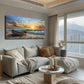 Sunset Sky Waves And Seagull Wall Art canvas office home room framed 120x60cm