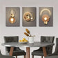 3pcs painting geometric and Golden deer  Metal Print Ready to Hang Art