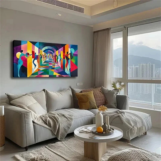 Colorful Stairway Figures Décor Wall Art Canvas Office Home Room Framed 120x60cm