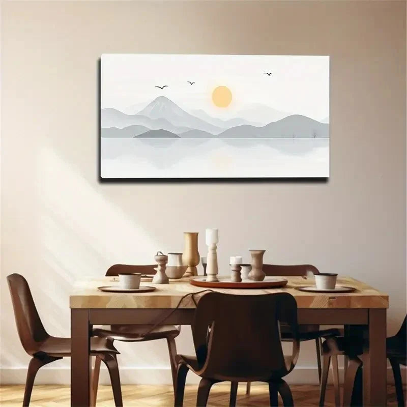 Chinese-Style Interior Wall Art Canvas Office Home Room Framed 80x45cm