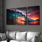 3pcs Sunset Over Colorful Stunning Waves Wall Art Set Canvas Framed 40x60cm - High Quality Print 100% Australian Made Wall Canvas Ready to Hang