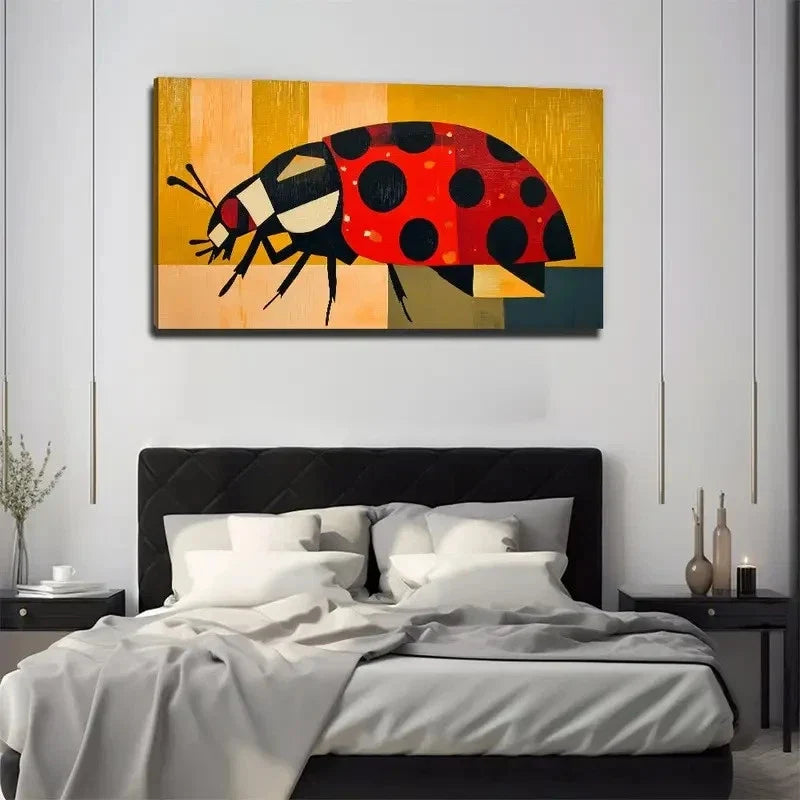 A Ladybird Suitable Wall Art Canvas Office Home Room Framed 120x60cm