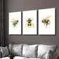 3pcs Vibrant Bee Watercolor Decor Wall Art Set Canvas Framed 40x60cm - High Quality Print 100% Australian Made Wall Canvas Ready to Hang