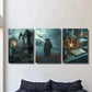 3pcs The angel cemetery, the weird scarecrow  Metal Print Ready to Hang Art