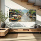 3pcs Asian Vibrant Floating Market Scenery Metal Print Ready to Hang Art