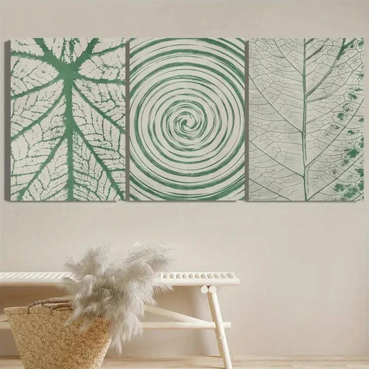 3pcs Abstract Botanical Leaf Designs Metal Print Ready to Hang Art