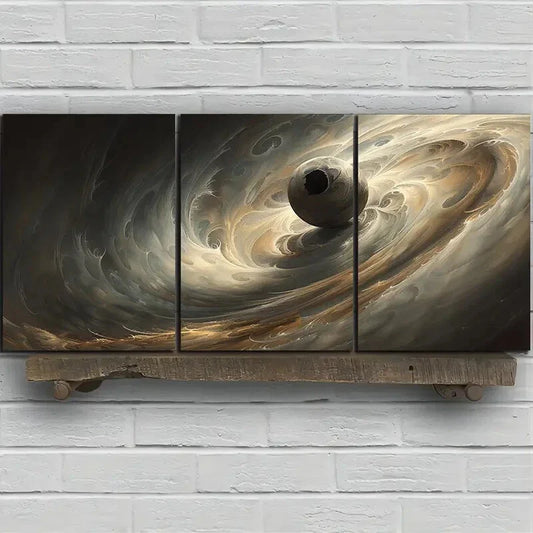 3pcs Yin Yang Galaxy Abstract Cosmic Black Metal Print Ready to Hang Art