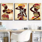 3pcs Vibrant Color African Women's painting  Wall Art Set Canvas Framed 40x60cm - High Quality Print 100% Australian Made Wall Canvas Ready to Hang