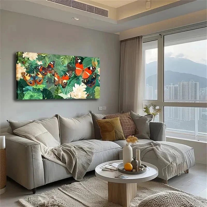 Vibrant Tropical Scene Lush Wall Art Canvas Office Home Room Framed 120x60cm