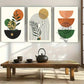 3pcs Flowers And Geometric Posters Modern Abstract Metal Print Ready to Hang Art