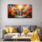 Waterfall And Sunset In Dreams Wall Art Canvas Office Home Room Framed 120x60cm