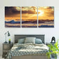 3pcs Vibrant Sunset Seascape with Golden Metal Print Ready to Hang Art