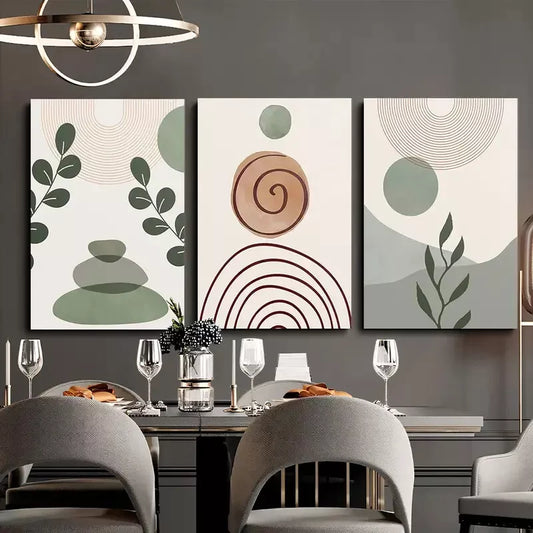 3pcs Abstract Sage Green Bohemian Canvas Framed 40x60cm - High Quality Print 100% Australian Made Wall Canvas Ready to Hang