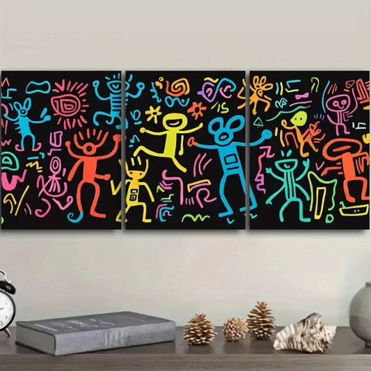 3pcs  Surreal character graffiti Metal Print Ready to Hang Art