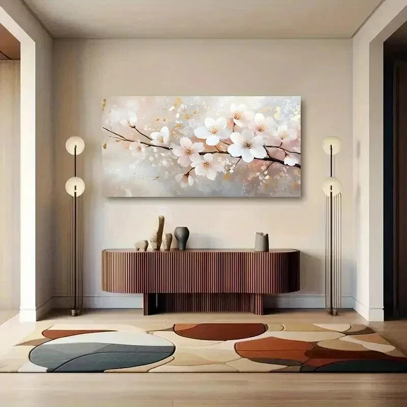 Abstract Pink Plum Blossom wall canvas office home room framed 120x60cm