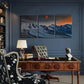 3pcs Red Moon, Snow Mountains Metal Print Ready to Hang Art