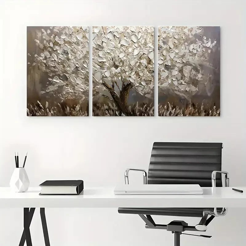 3pcs Leaf Abstract Tree Oil Painting Canvas Framed 40x60cm - High Quality Print 100% Australian Made Wall Canvas Ready to Hang
