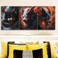 3pcs Dramatic Black & Orange Wolf Illustration Wall Art Set Canvas Framed 40x60cm - High Quality Print 100% Australian Made Wall Canvas Ready to Hang