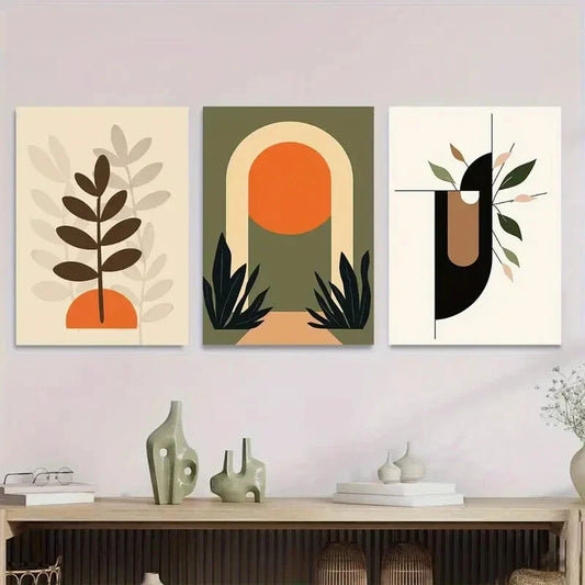3pcs Modern Abstract Boho Style Metal Print Ready to Hang Art