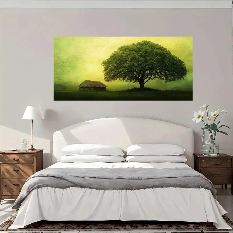 Tree In Misty Landscape Wall Art Canvas Office Home Room Framed 120x60cm