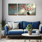 3pcs Elegant Red Plum Blossom Triptych Perfect Wall Art Set Canvas Framed 40x60cm - High Quality Print 100% Australian Made Wall Canvas Ready to Hang