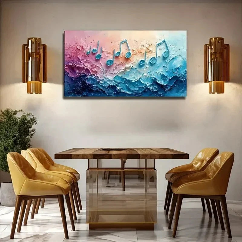 Acrylic Flowers Musical Notes Wall Art Canvas Office Home Room Framed 80x45cm