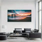 Beach Sunset Scene With Waves Wall Art Canvas Office Home Room Framed 80x45cm