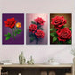3pcs Beautiful Red Rose Elegant Floral Metal Print Ready to Hang Art
